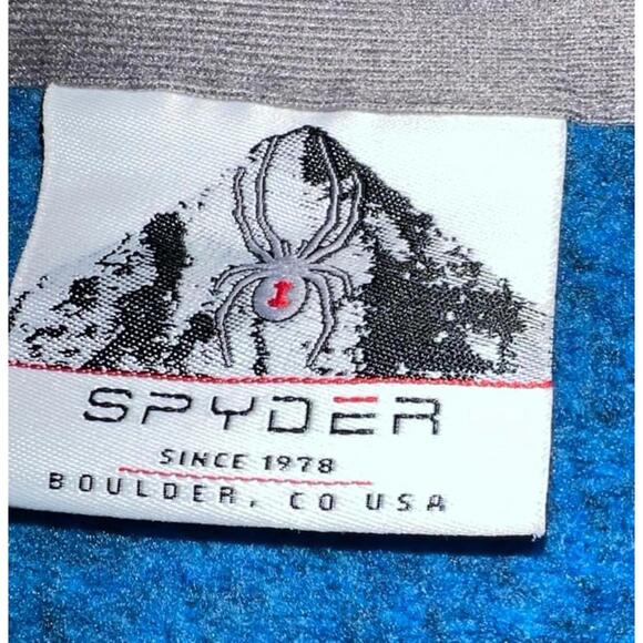 Spyder Men's Empire Fleece Full Zip Blue Orange Logo Jacket with Pockets Medium - Picture 4 of 9
